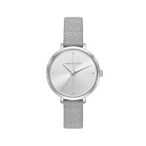 Michael Kors Charley Silver Glitter Leather Sparkly Womens Watch